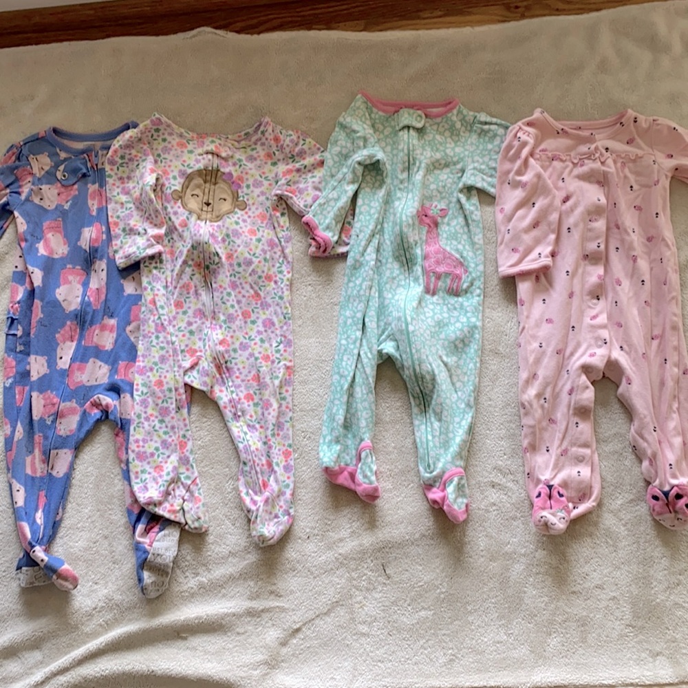 Bundle - baby girls 9 month footie pajamas